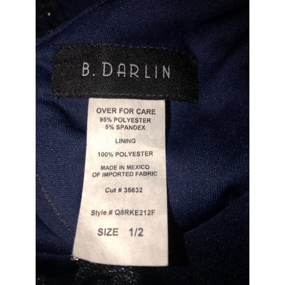 NWT B. Darlin Dress 3/4 Sleeve Bodycon Navy Silver Sequins Size XS Prom Dance - Picture 4 of 7